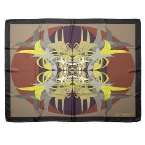 LE PAREO - 54"x72" - SILK PAREO - JEWELS PRINT - TAN&BLACK - NEW NO TAG